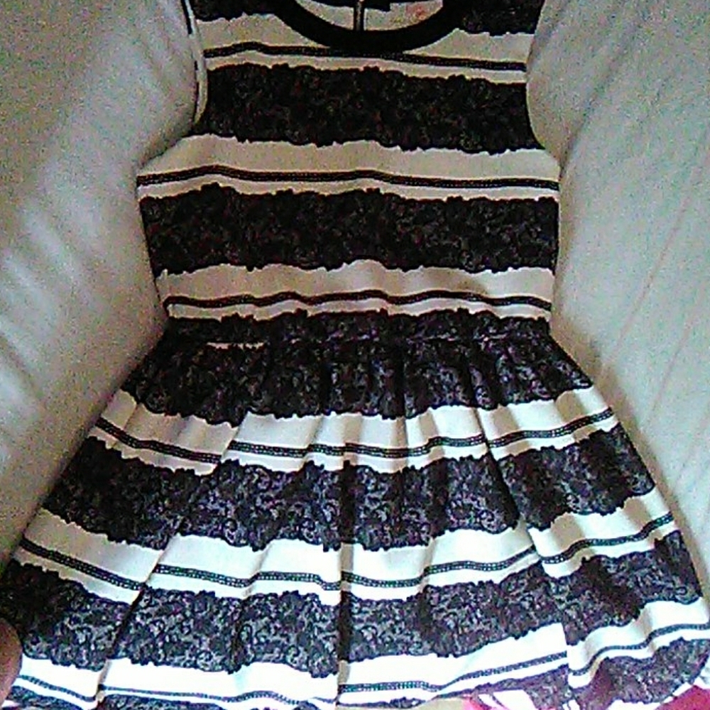 White and black dress